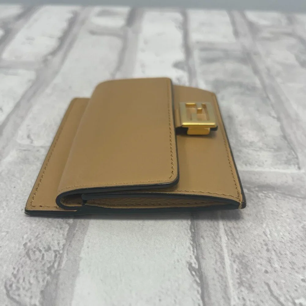Fendi Baguette Dark Beige Card Holder Nappa Leather - Preowned